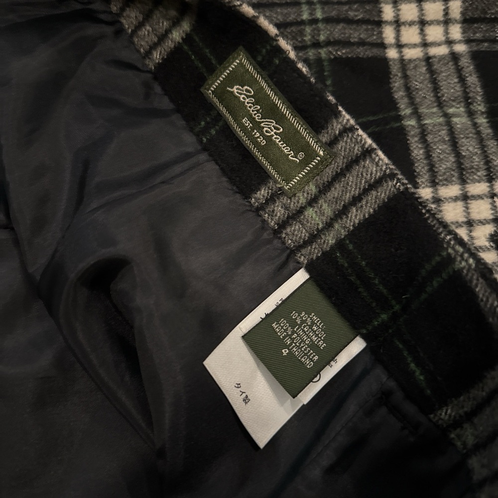 Eddie Bauer Black and Green Plaid Jacket